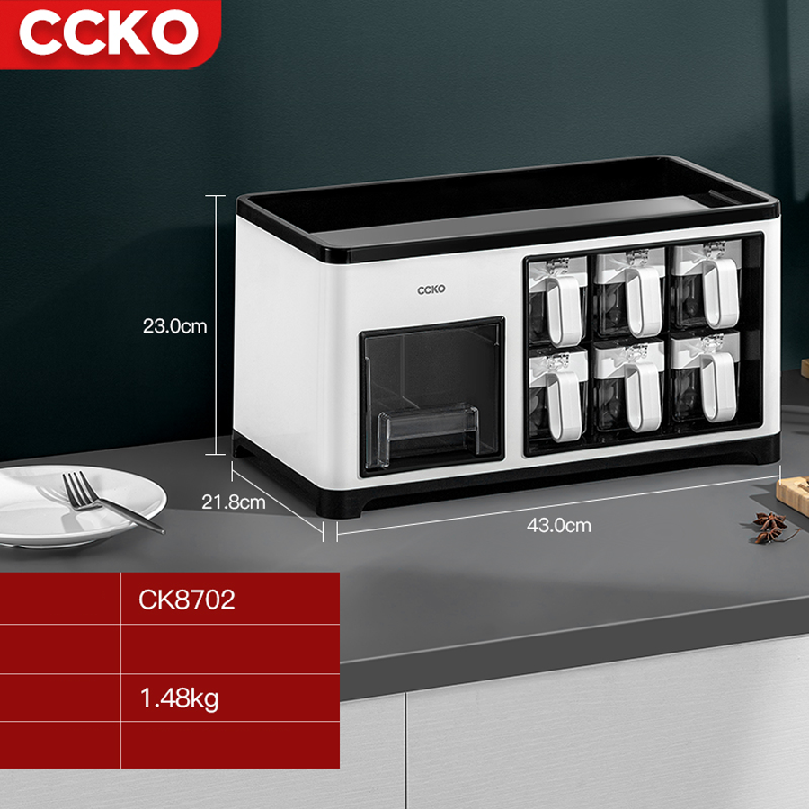 Kệ đựng gia vị kèm 6 lọ đựng gia vị CCKO CK8702 cao cấp