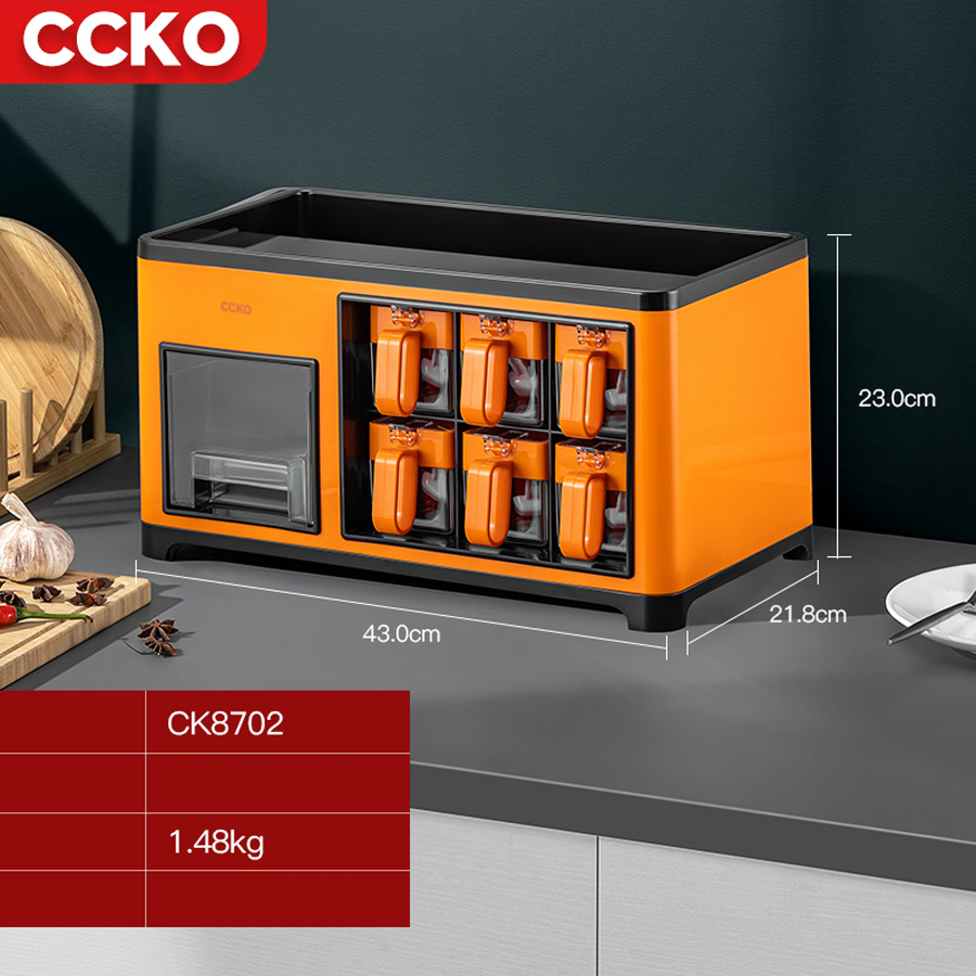 Kệ đựng gia vị kèm 6 lọ đựng gia vị CCKO CK8702 cao cấp