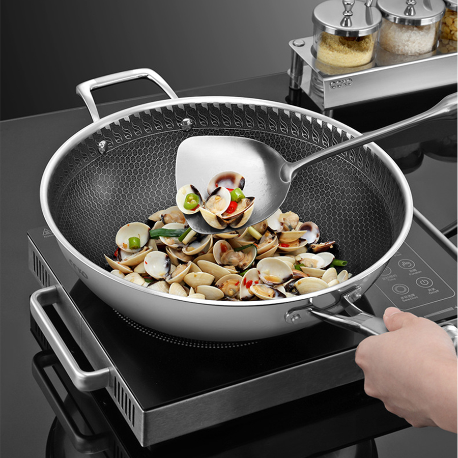 Chảo inox chống dính sâu lòng có nắp đậy CCKO CK9703 cao cấp