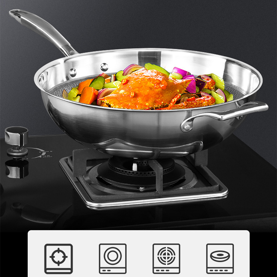 Chảo inox chống dính sâu lòng có nắp đậy CCKO CK9703 cao cấp