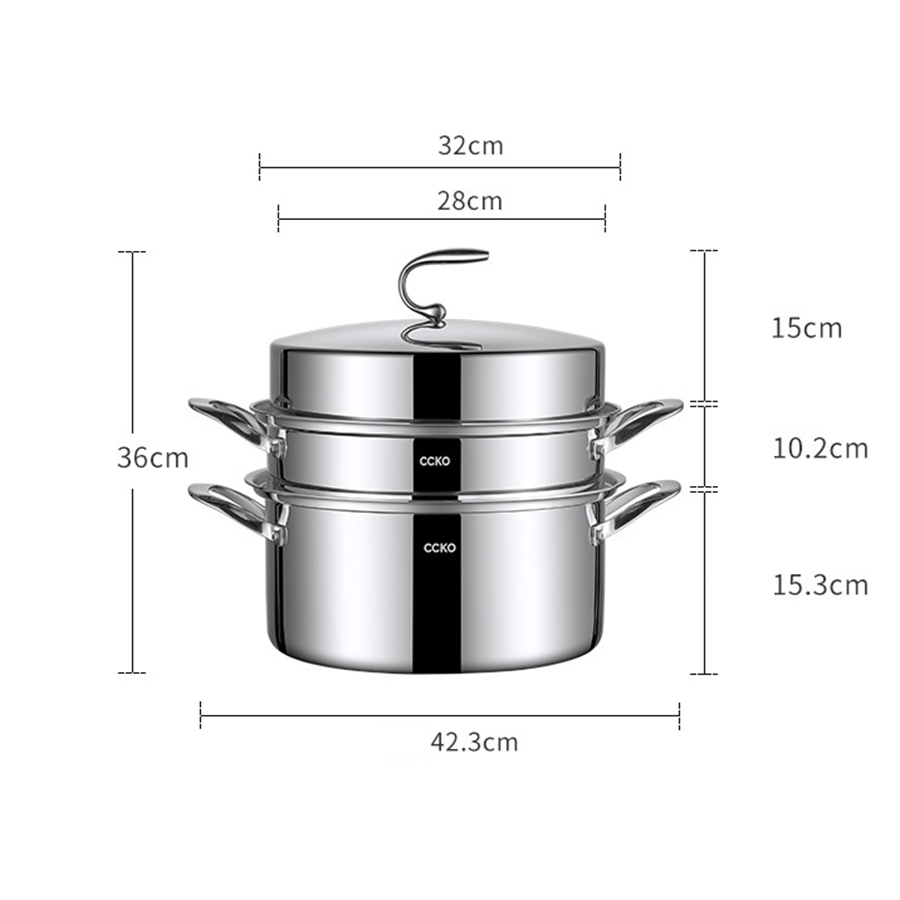 Nồi hấp inox 3 tầng CCKO CK9715 cao cấp