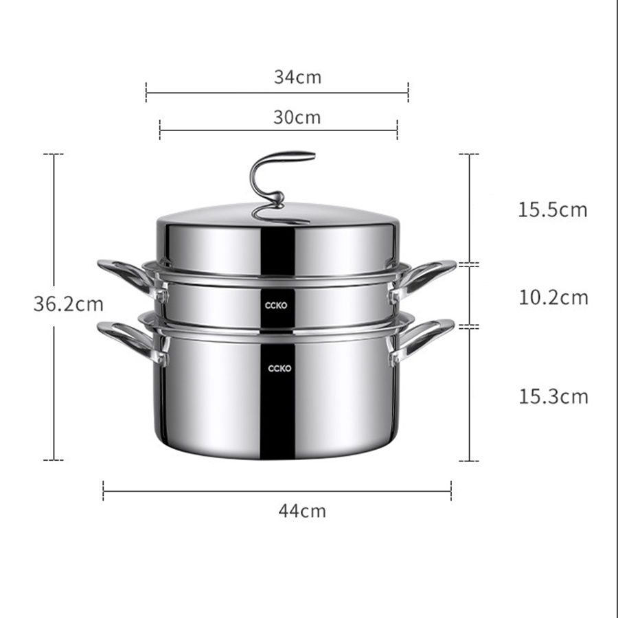 Nồi hấp inox 3 tầng CCKO CK9715 cao cấp