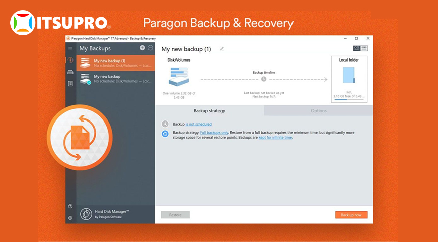 Paragon Backup & Recovery cho phép sao lưu và bảo vệ dữ liệu an toàn
