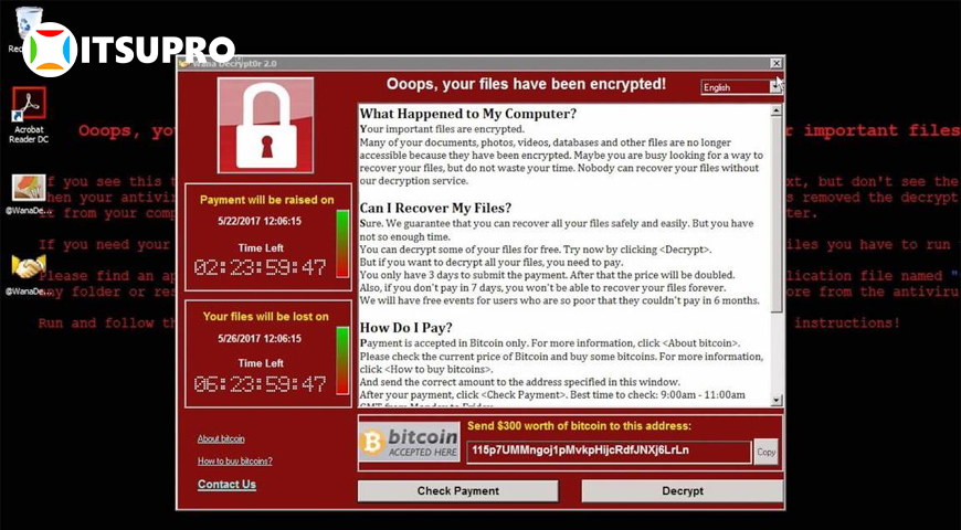 Virus Wannacry (2007) gây ra hậu quả nghiêm trọng 