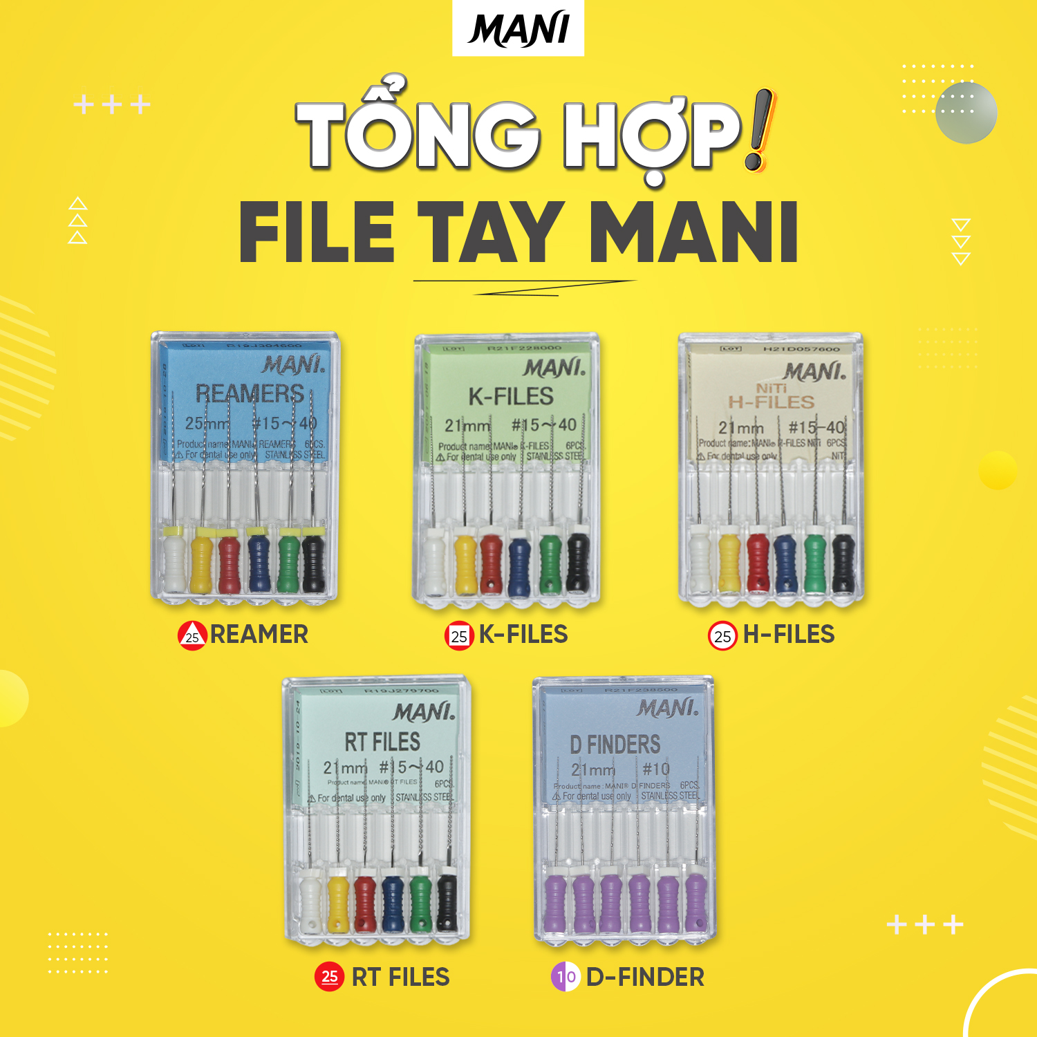 Tổng hợp hệ thống trâm tay nội nha Mani phổ biến trong nha khoa năm 2024