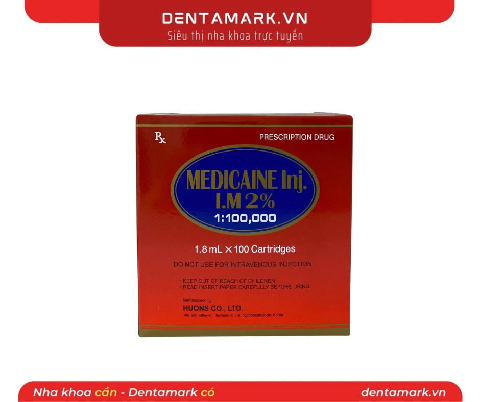 THUỐC TÊ MEDICAINE HÀN QUỐC HỘP 100 ỐNG TIỆN LỢI CHO BỆNH VIỆN PHÒNG KHÁM
