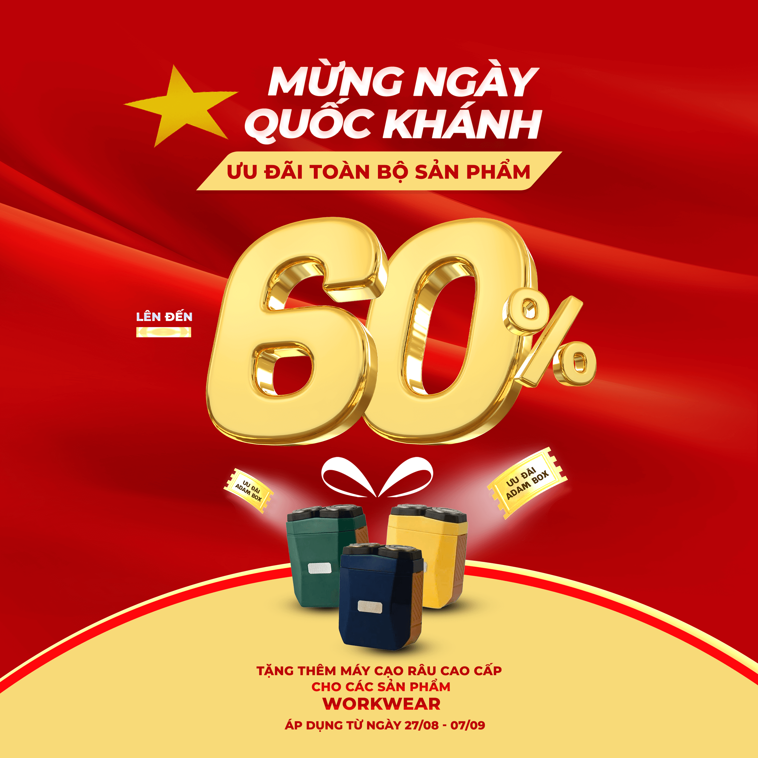 SALE QUỐC KHÁNH 2025 – CHƯƠNG TRÌNH KHUYẾN MÃI LỚN NHẤT NĂM TẠI ADAM BOX