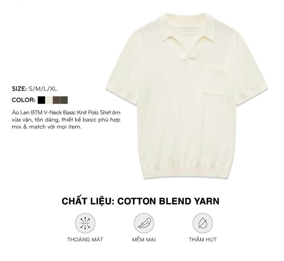 Áo polo len mát mịn BTM 19135