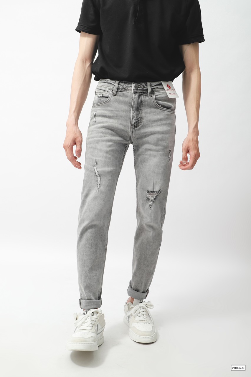 Quần Jeans Wash Rách Nam Tính JC001