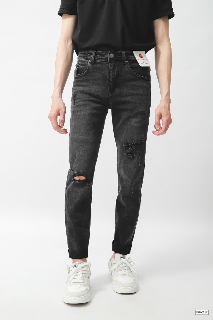 Quần Jeans Wash Rách Nam Tính JC001