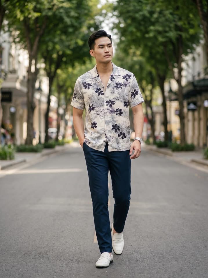 Áo Sơ Mi Cuban Hoạ Tiết KAF SM71