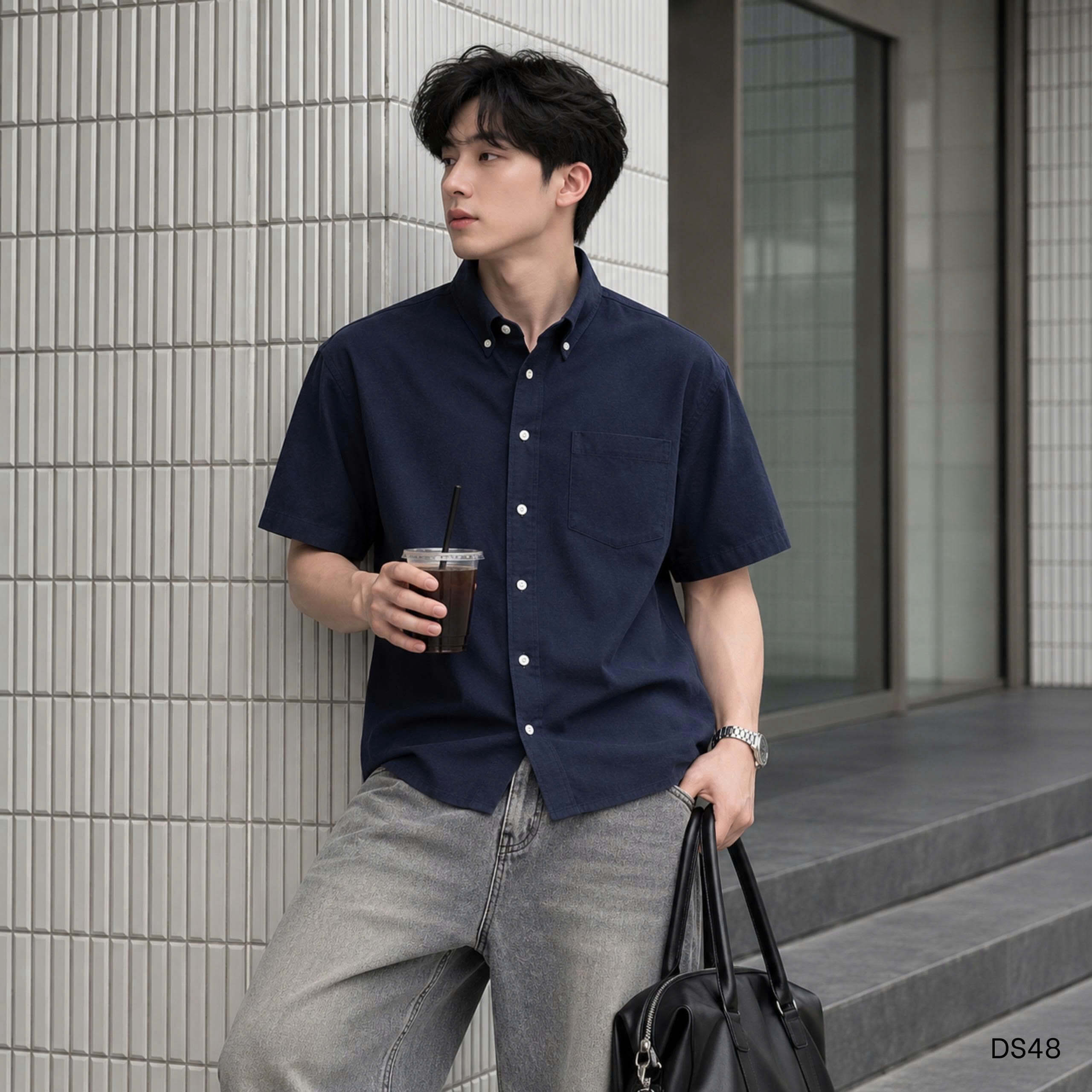 Sơ Mi Tay Ngắn Vải Oxford Cao Cấp SM09