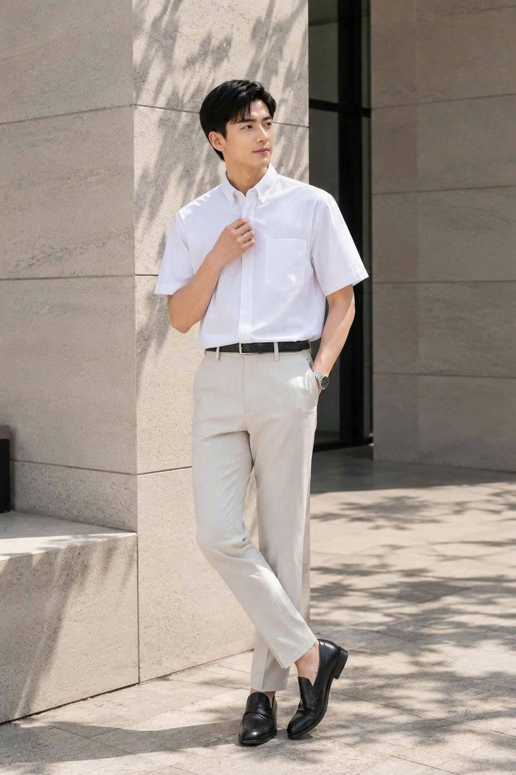 Sơ Mi Tay Ngắn Vải Oxford Cao Cấp SM09