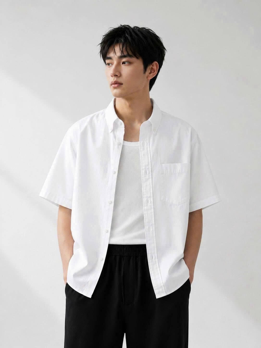 Sơ Mi Tay Ngắn Vải Oxford Cao Cấp SM09