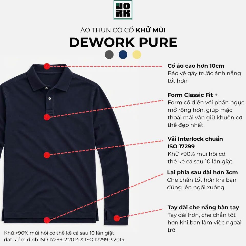 Áo Polo Nam Tay Dài Khử Mùi Dework PL89