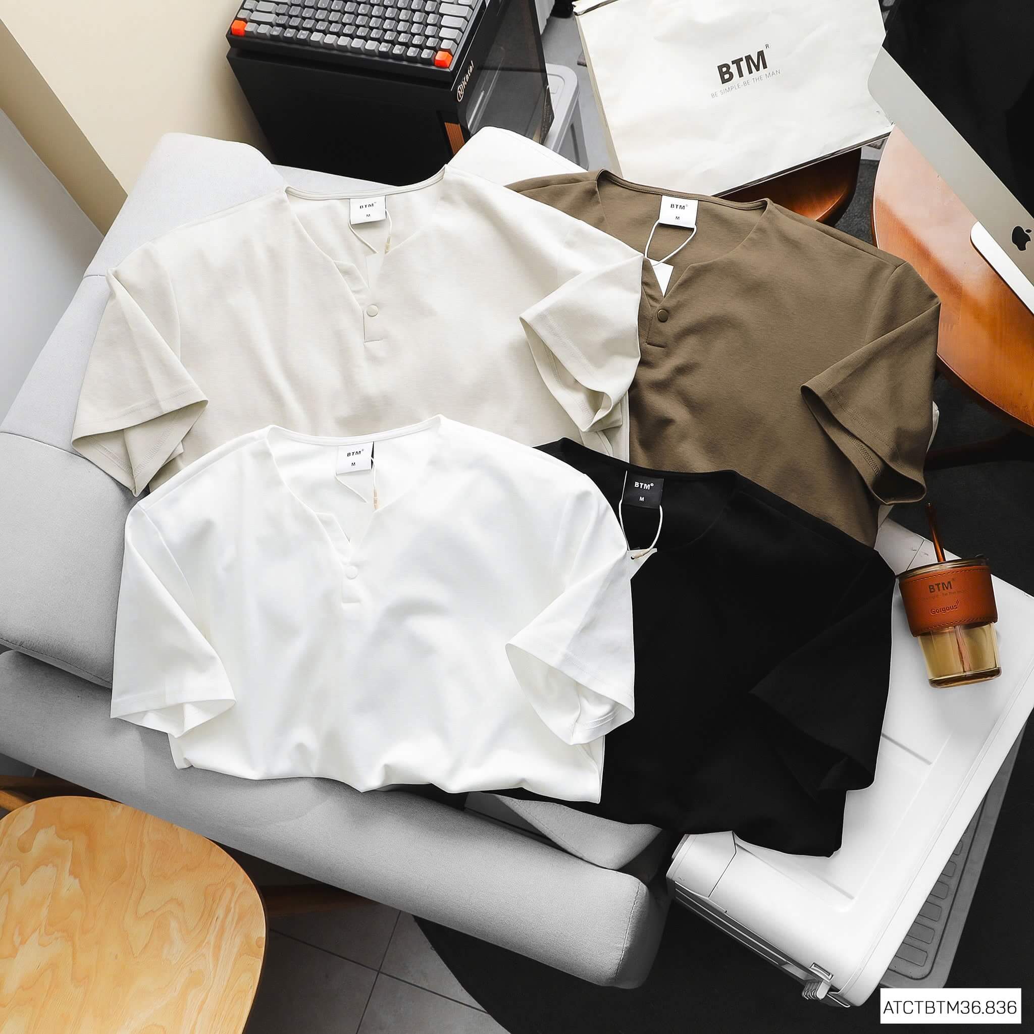Áo Thun Trơn Cổ Henley Hàn Quốc AT24