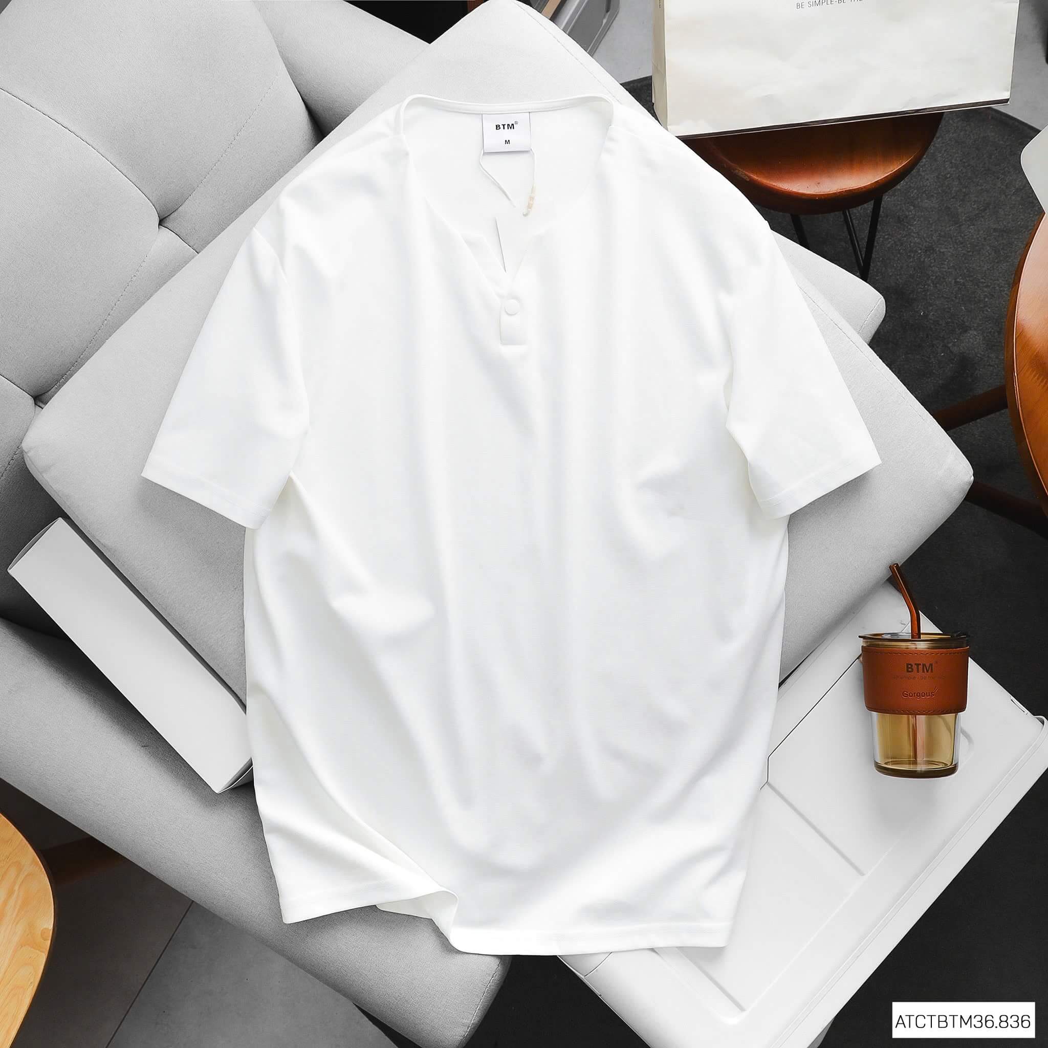 Áo Thun Trơn Cổ Henley Hàn Quốc AT24