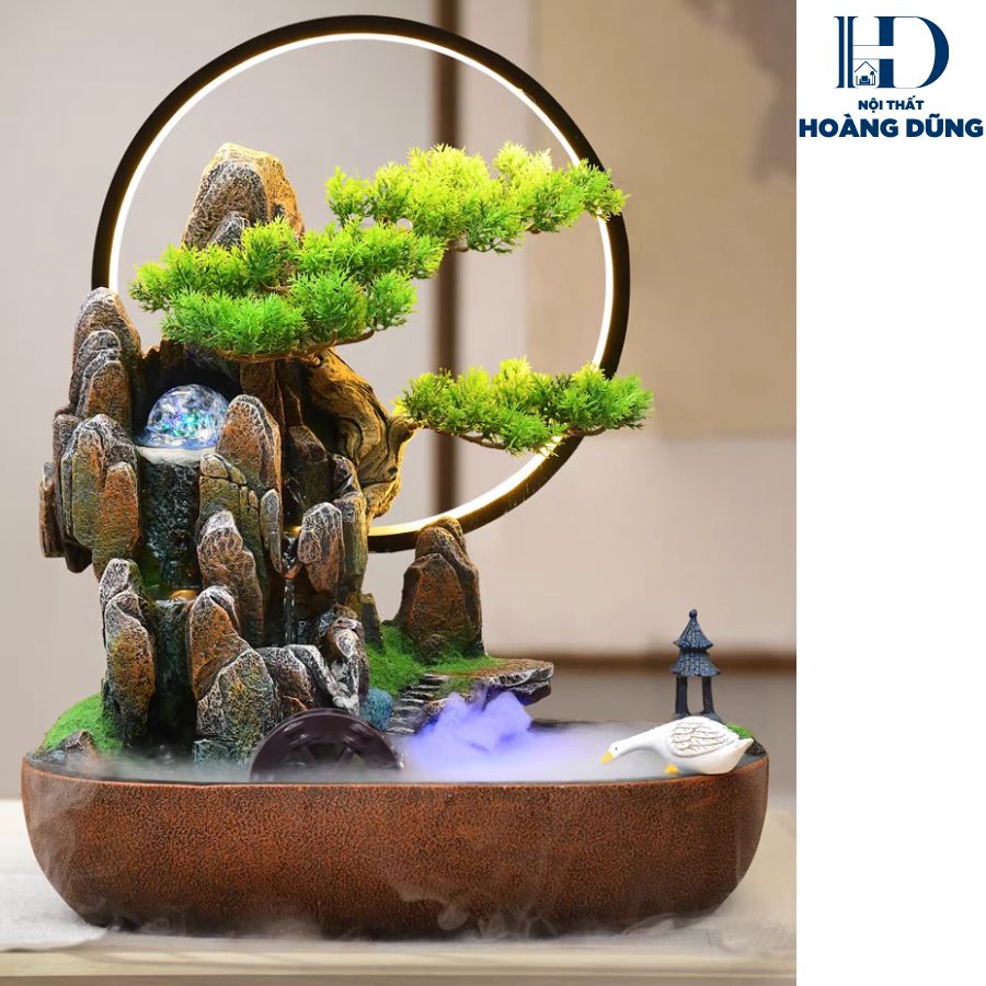 Tiểu cảnh mini đẹp để bàn có thác nước hệ thống tạo khói, tiểu cảnh bonsai Tiểu cảnh mini đẹp để bàn có thác nước hệ thống tạo khói, tiểu cảnh bonsai