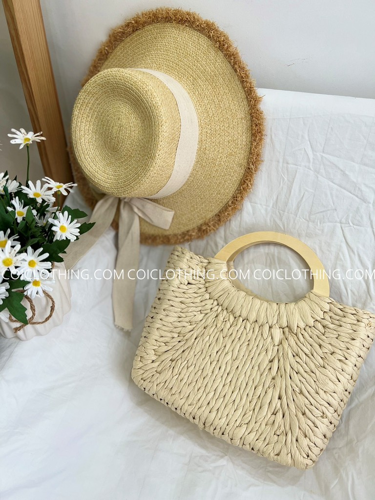 Nón cói lafia vành xước