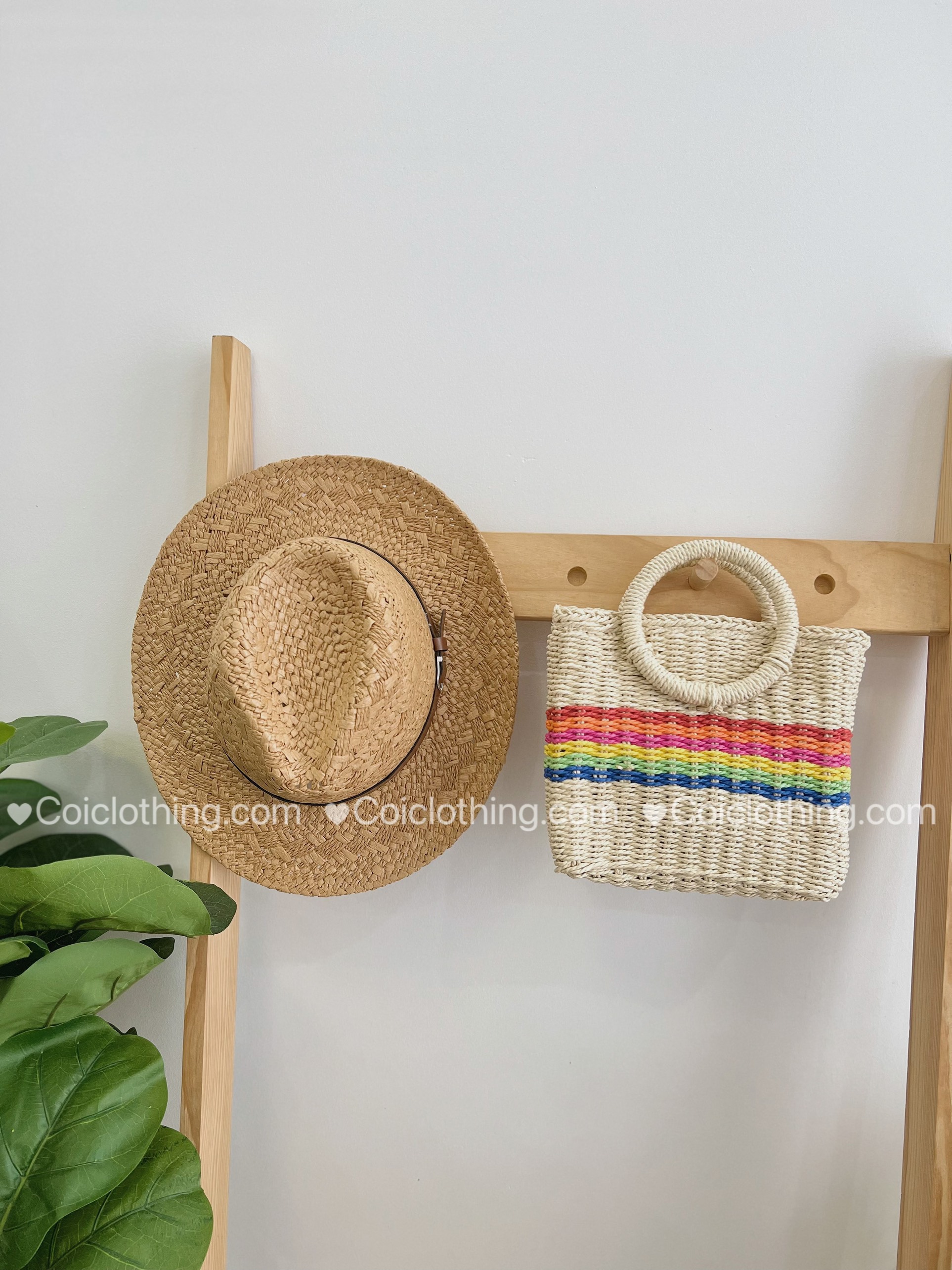 Túi cói mini Vuông cầu vồng