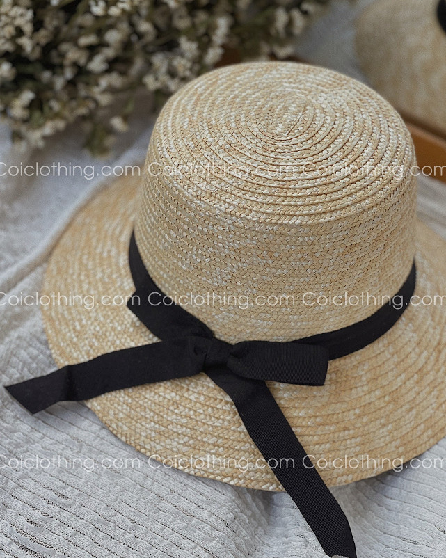 Nón cói cứng vành nhỏ nơ dài