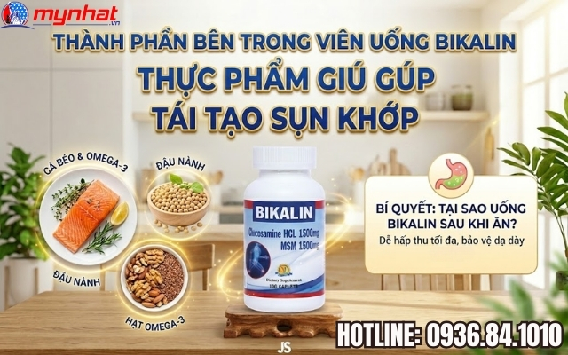 Ăn uống và kết hợp dùng Bikalin để tăng tái tạo sụn
