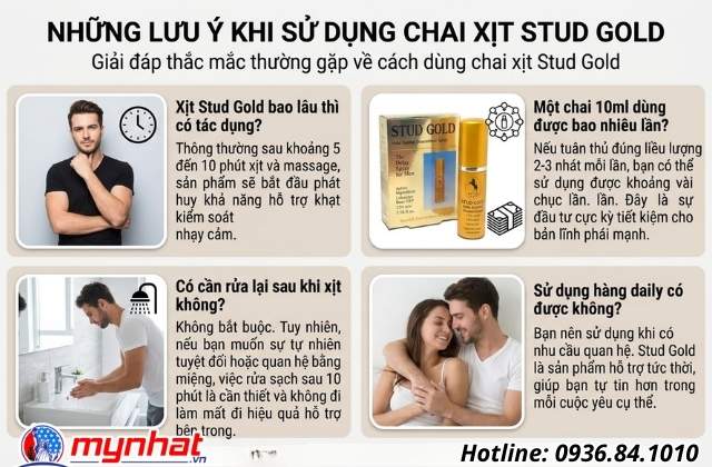 Giải đáp thắc mắc thường gặp về cách dùng chai xịt Stud Gold