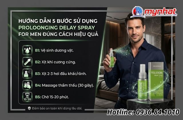 Hướng dẫn 5 bước sử dụng Proloonging Delay Spray For Men đúng cách hiệu quả