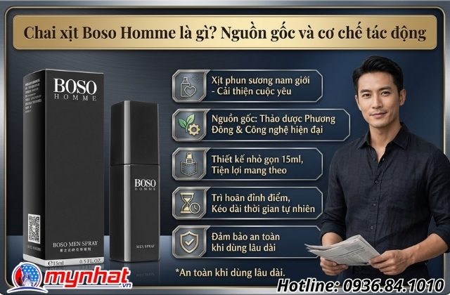 Chai xịt Boso Homme là gì? Nguồn gốc và cơ chế tác động