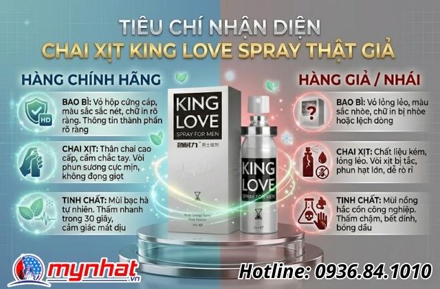 Những tiêu chí nhận diện chai xịt King Love spray thật giả