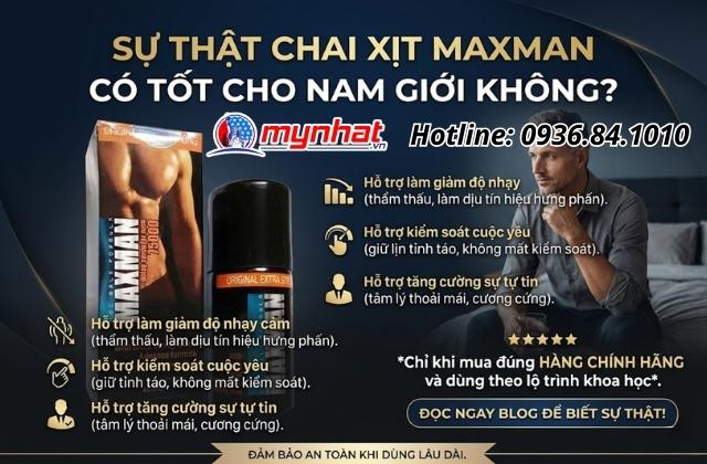 Tại sao xịt Maxman lại hỗ trợ kéo dài thời gian làm tình hiệu quả?