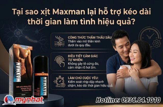 Tại sao xịt Maxman lại hỗ trợ kéo dài thời gian làm tình hiệu quả?