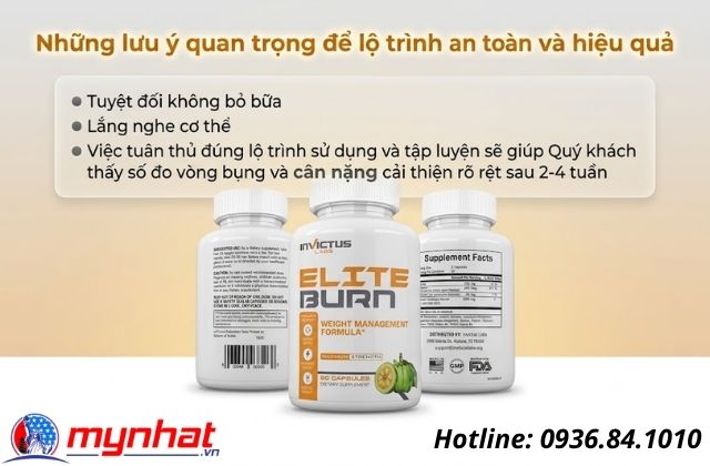 những lưu ý quan trọng lộ trình giảm cân cùng với viên uống Elite Burn