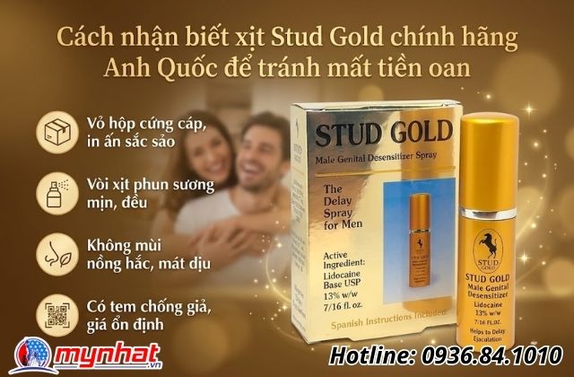 Cách nhận biết xịt Stud Gold chính hãng Anh Quốc để tránh mất tiền oan
