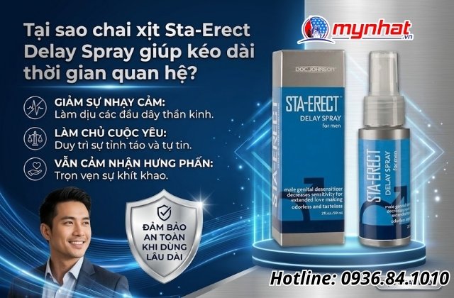 Tại sao chai xịt Sta-Erect Delay Spray giúp kéo dài thời gian quan hệ?