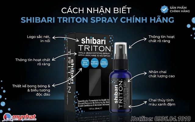 Cách nhận biết bao bì và thiết kế của sản phẩm Shibari Triton Spray chính hãng