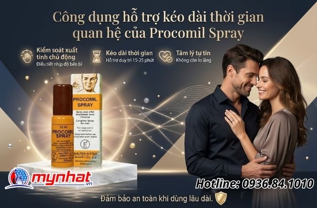 Công dụng hỗ trợ kéo dài thời gian quan hệ của Procomil Spray