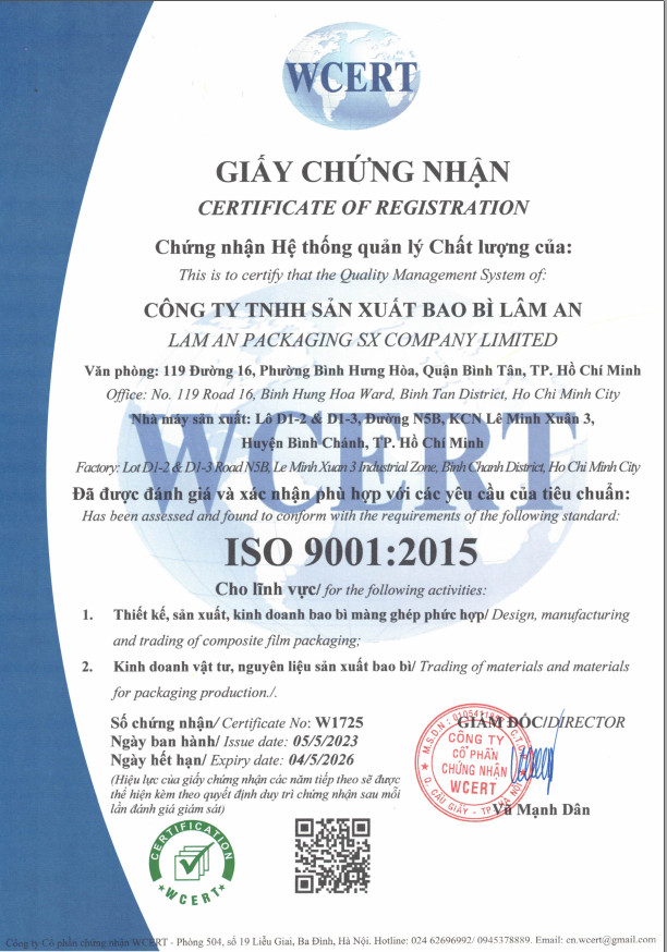 🌟 NÂNG TẦM CHẤT LƯỢNG VỚI HỆ THỐNG QUẢN LÝ ISO 9001:2015 TẠI BAO BÌ NHỰA LÂM AN 🌟