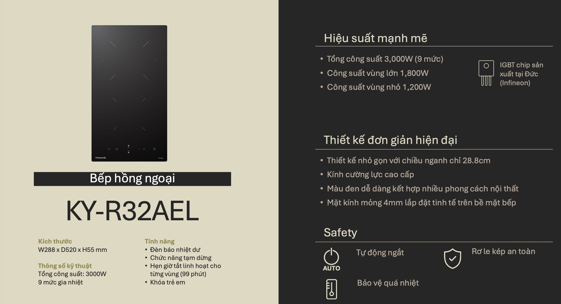 Đặc điểm nổi bật của bếp hồng ngoại Panasonic KY-R32AEL