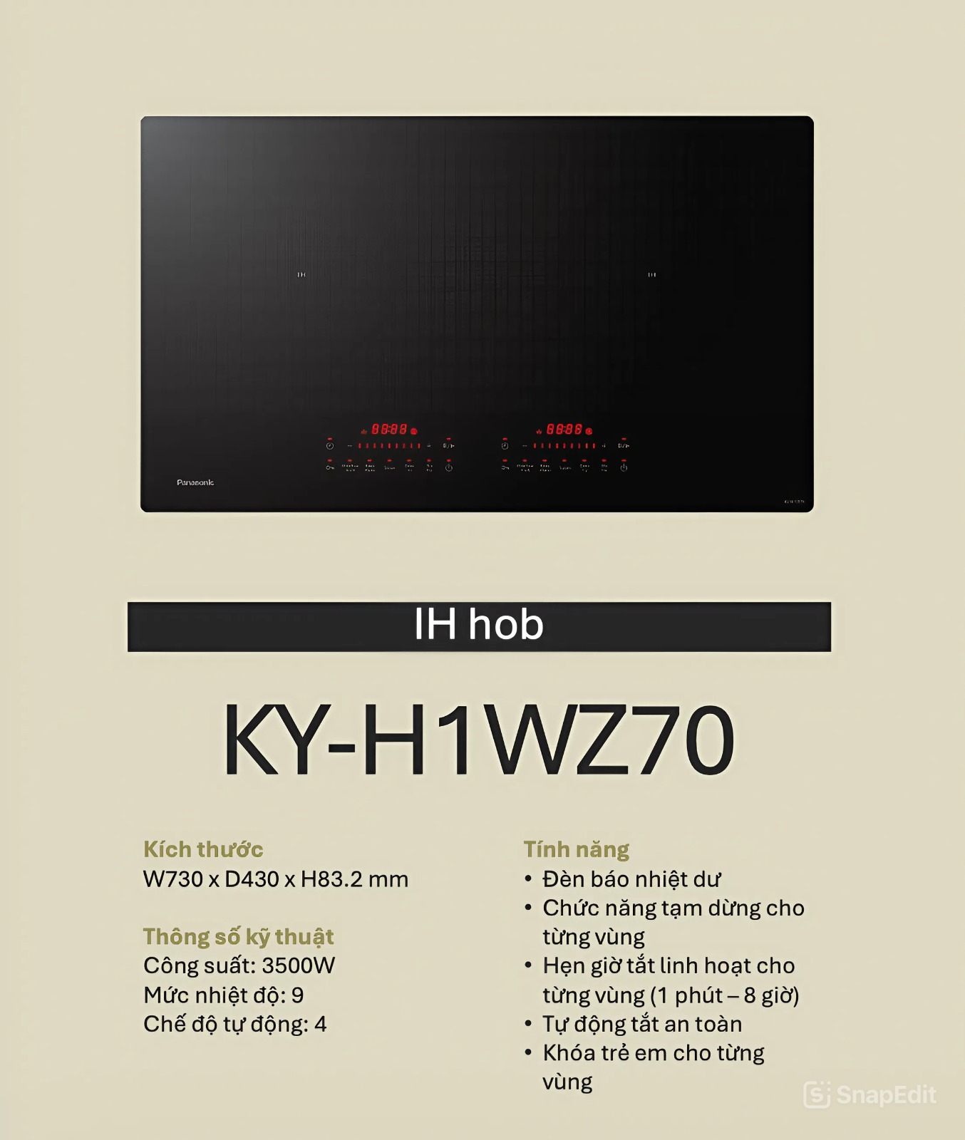 Đặc điểm nổi bật của Bếp từ Panasonic KY-H1WZ70