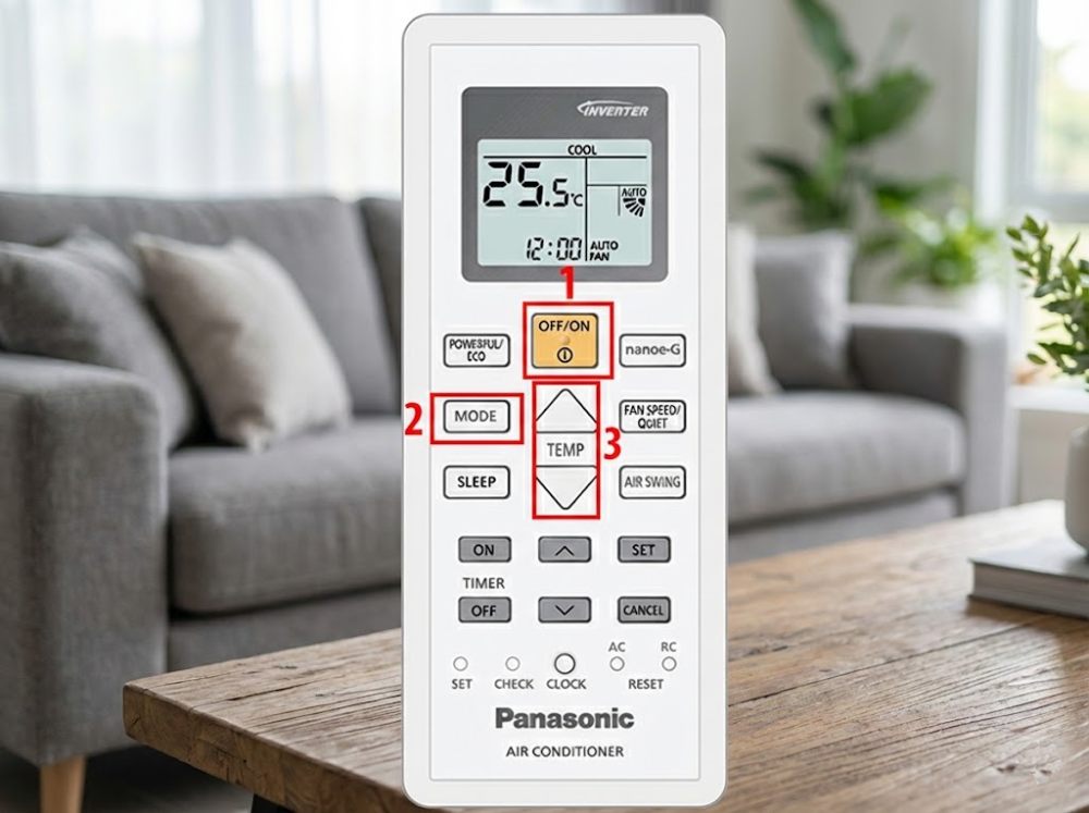 cách bật chế độ sưởi ấm điều hòa Panasonic