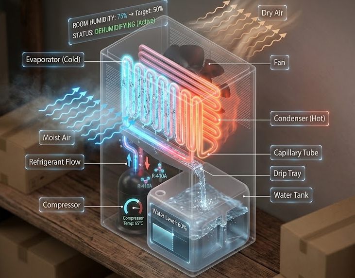 Cấu tạo máy hút ẩm ngưng tụ