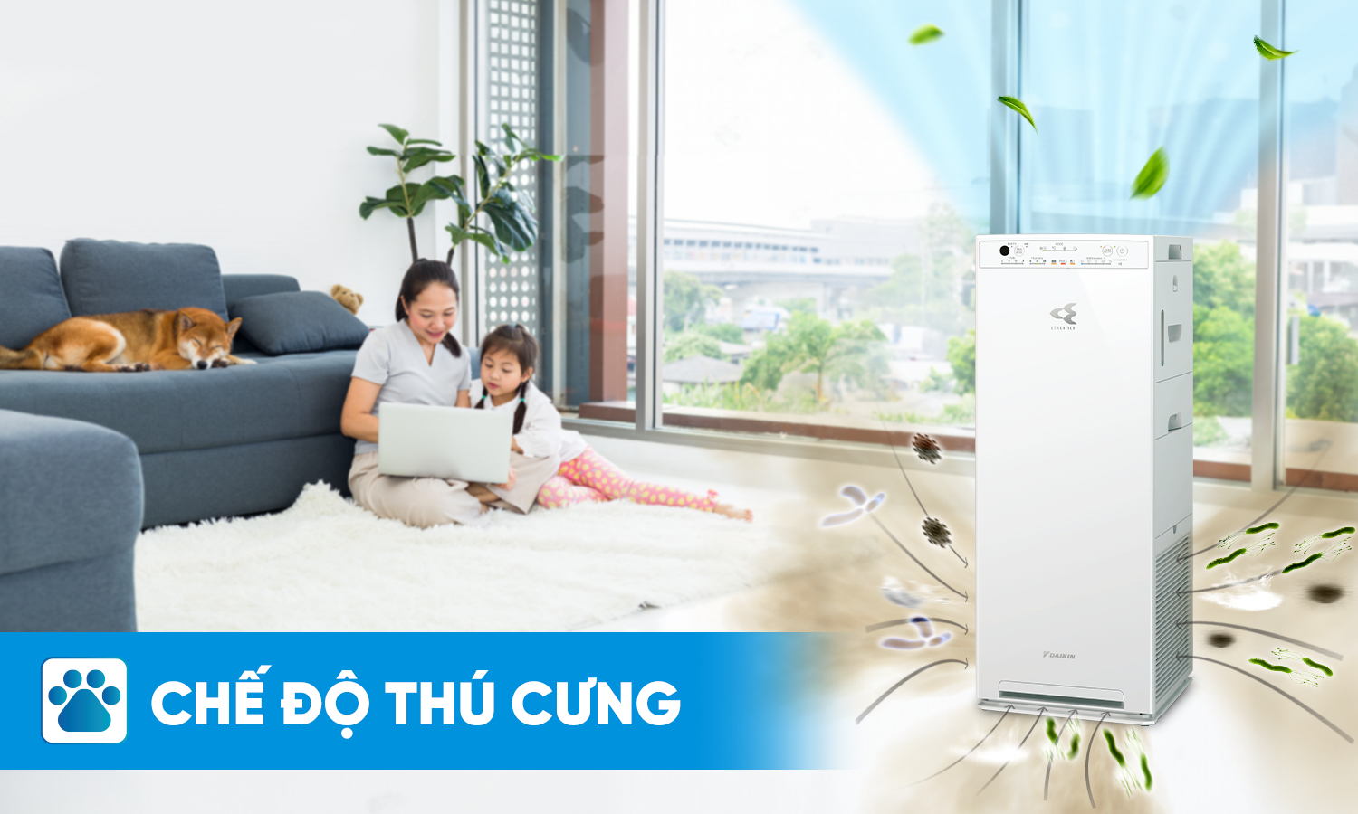 Daikin MCK555AVMV-W chế độ thú cưng