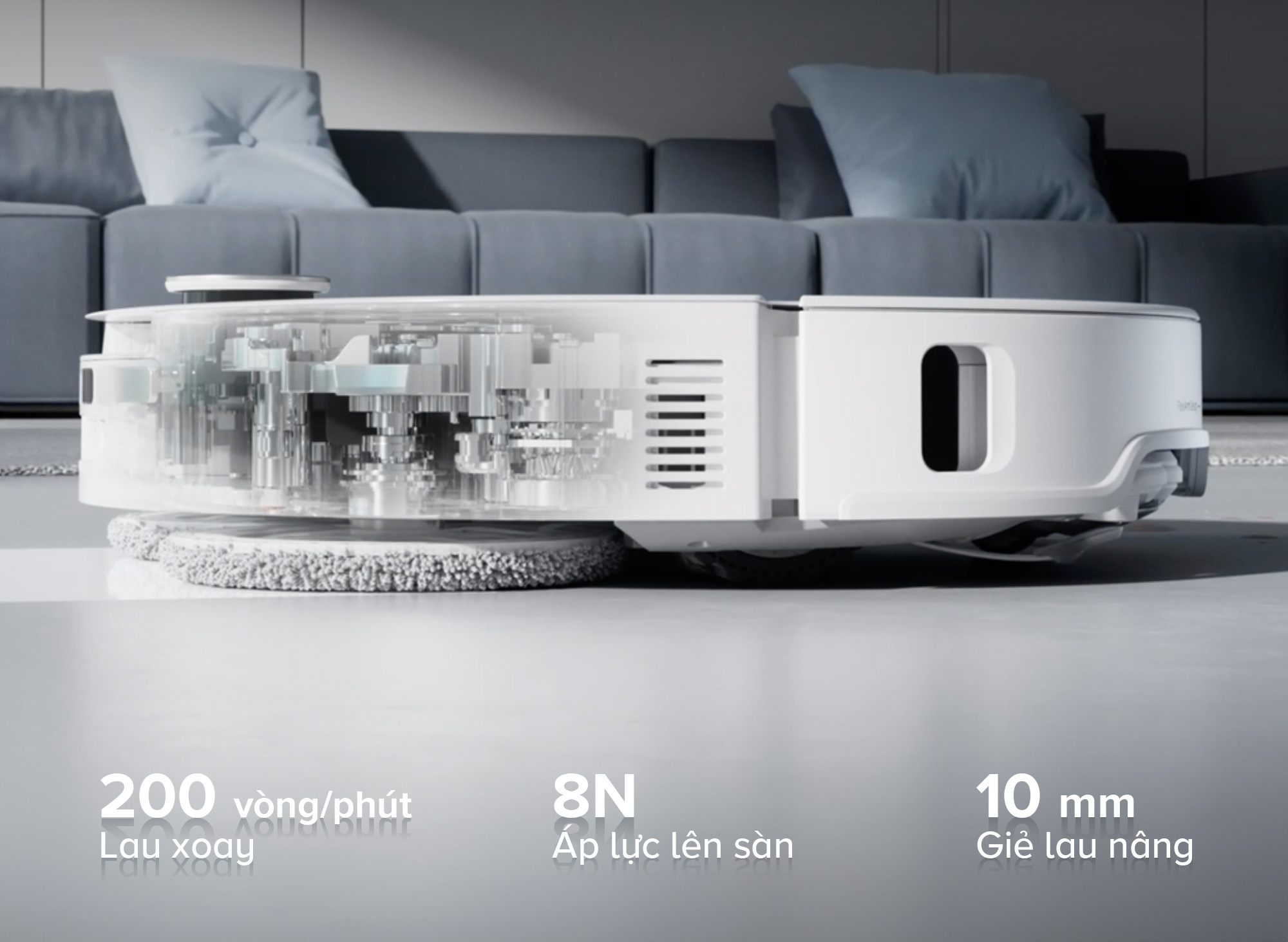 Công nghệ lau xoay kép 360° – Làm sạch vượt trội trên robot hút bụi roborock