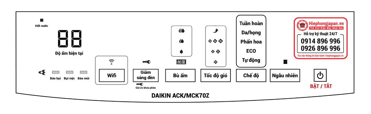 Hướng dẫn sử dụng máy lọc không khí Daikin MCK70Z-W