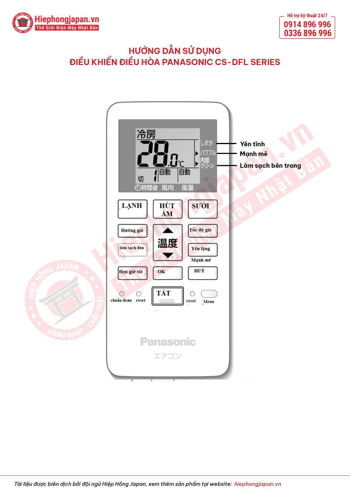 Hướng dẫn sử dụng Điều hòa Panasonic CS-DFL Series