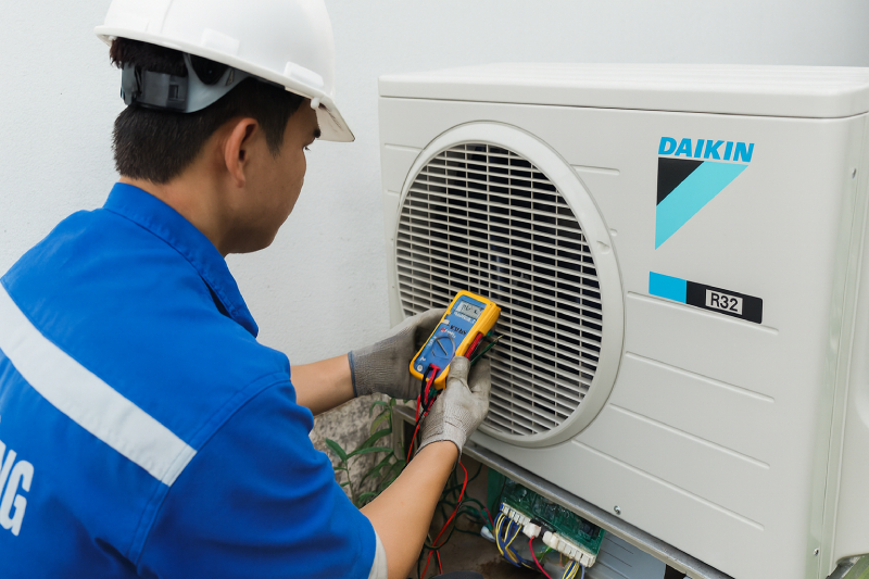 quạt dàn nóng quá tải khiến điều hoà bị lỗi E7