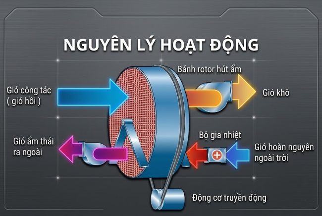 Nguyên lý hoạt động của máy hút ẩm rotor
