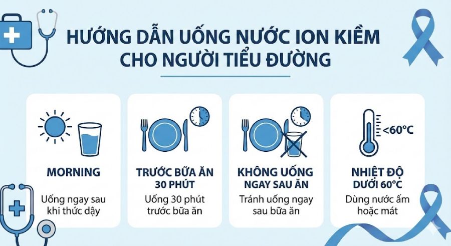 Cách uống nước ion kiềm đúng cho người tiểu đường