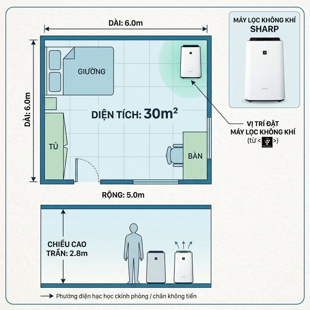 Vì sao phòng 30m2 KHÔNG nên chọn máy “đúng thông số”?